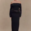 Judy Slinky And Mesh Maxi Skirt – Black