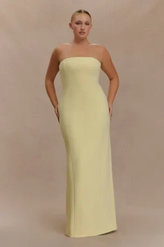 Kalila Strapless Crepe Maxi Dress – Lemon