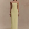 Kalila Strapless Crepe Maxi Dress – Lemon