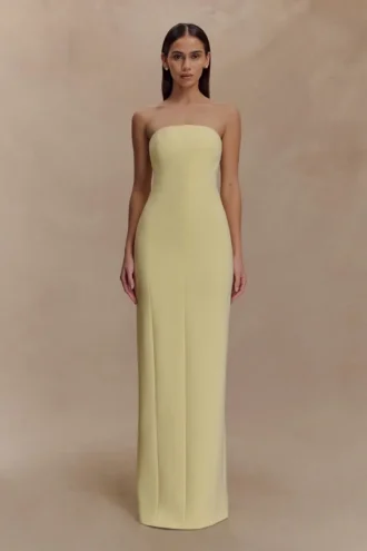 Kalila Strapless Crepe Maxi Dress – Lemon