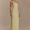 Kalila Strapless Crepe Maxi Dress – Lemon