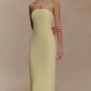 Kalila Strapless Crepe Maxi Dress – Lemon