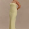 Kalila Strapless Crepe Maxi Dress – Lemon