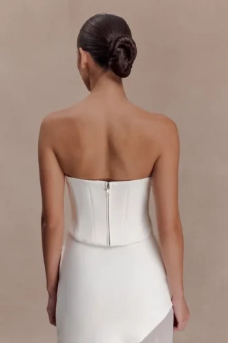 Karina Strapless Scuba Corset – White