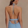 Katalina Chiffon Cowl Halter Top – Sky Blue