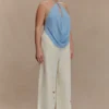 Katalina Chiffon Cowl Halter Top – Sky Blue