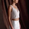 Kathia Pearl Hand Beaded Top – White Kathia Pearl Hand Beaded Top – White