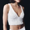 Kathia Pearl Hand Beaded Top – White Kathia Pearl Hand Beaded Top – White