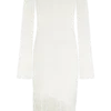 Kayden Fringe Off Shoulder Knit Mini Dress – Ivory