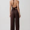 Kayla Silk Blend Straight Leg Pants – Dark Chocolate