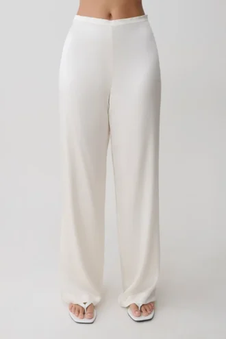 Kayla Silk Blend Straight Leg Pants – Ivory