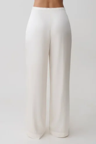 Kayla Silk Blend Straight Leg Pants – Ivory