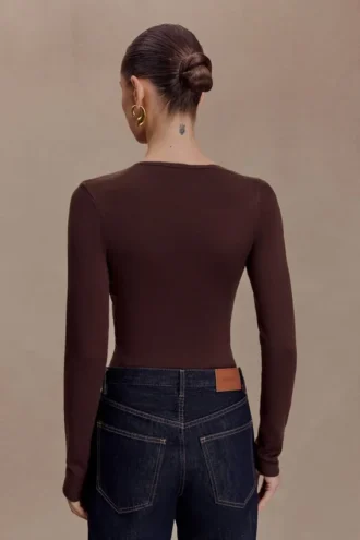 Kaylen Knit Long Sleeve Top – Dark Chocolate