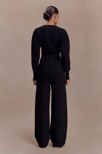 Kerrymae Straight Leg Knit Pants – Black