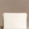 Kiera Faux Leather Oversized Clutch – Ivory