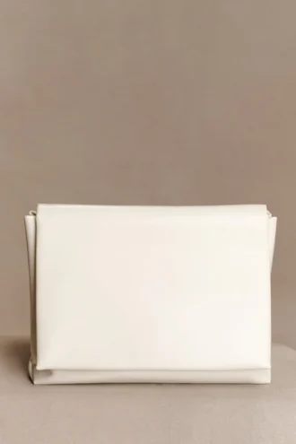 Kiera Faux Leather Oversized Clutch – Ivory Kiera Faux Leather Oversized Clutch – Ivory