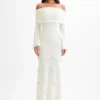 Kiki Off Shoulder Knit Rose Maxi Dress – Ivory