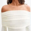 Kiki Off Shoulder Knit Rose Maxi Dress – Ivory