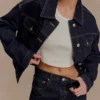 Kirra Cinched Denim Jacket – Washed Indigo Blue
