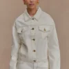 Kirra Cinched Denim Jacket – White