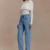 Kirralee Straight Leg Cuffed Jeans – Classic Blue