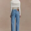 Kirralee Straight Leg Cuffed Jeans – Classic Blue