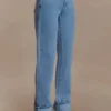 Kirralee Straight Leg Cuffed Jeans – Classic Blue