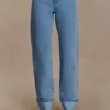 Kirralee Straight Leg Cuffed Jeans – Classic Blue