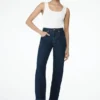 Kirralee Straight Leg Cuffed Jeans – Indigo Blue