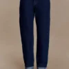 Kirralee Straight Leg Cuffed Jeans – Indigo Blue