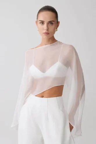 Kirstine Bralette With Chiffon Cape – Ivory
