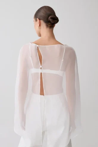 Kirstine Bralette With Chiffon Cape – Ivory