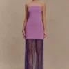 Koah Fringe Bandage Knit Maxi Dress – Purple Koah Fringe Bandage Knit Maxi Dress – Purple