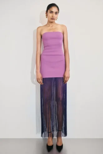 Koah Fringe Bandage Knit Maxi Dress – Purple