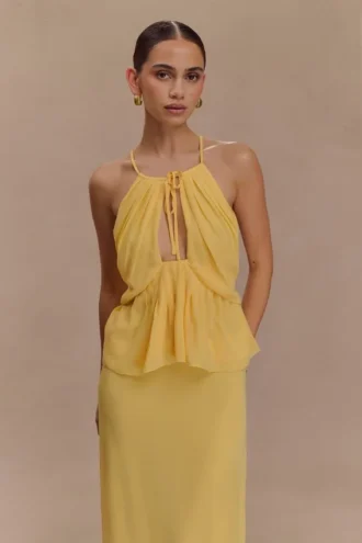 Korra Chiffon Halter Top – Butterscotch