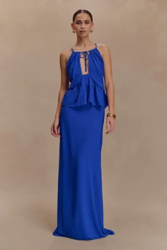 Korra Chiffon Halter Top – Cobalt Blue