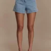 Kylee Embroidered Shorts – Mid Blue Kylee Embroidered Shorts – Mid Blue