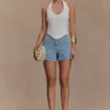 Kylee Embroidered Shorts – Mid Blue Kylee Embroidered Shorts – Mid Blue