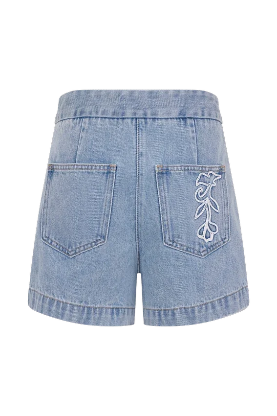 Kylee Embroidered Shorts – Mid Blue Kylee Embroidered Shorts – Mid Blue