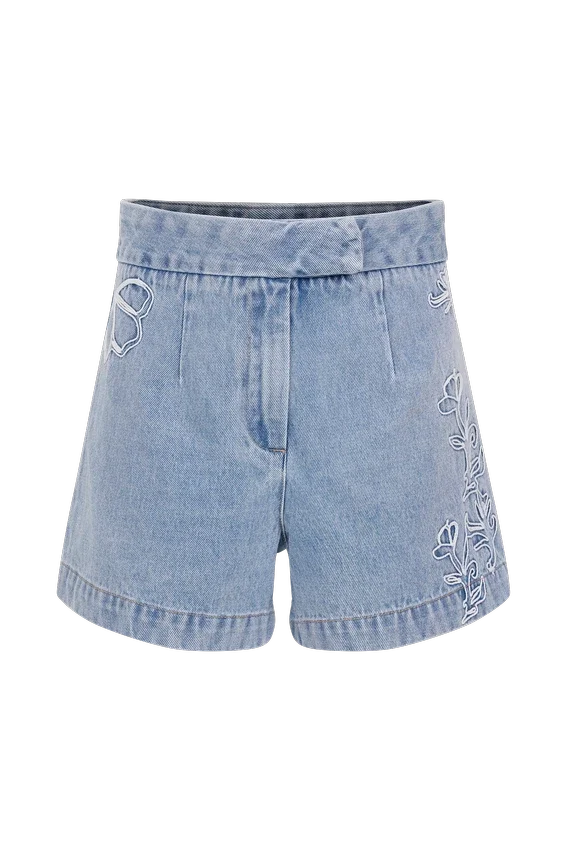 Kylee Embroidered Shorts – Mid Blue Kylee Embroidered Shorts – Mid Blue