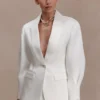 Kylie Oversized Satin Blazer – Ivory Kylie Oversized Satin Blazer – Ivory