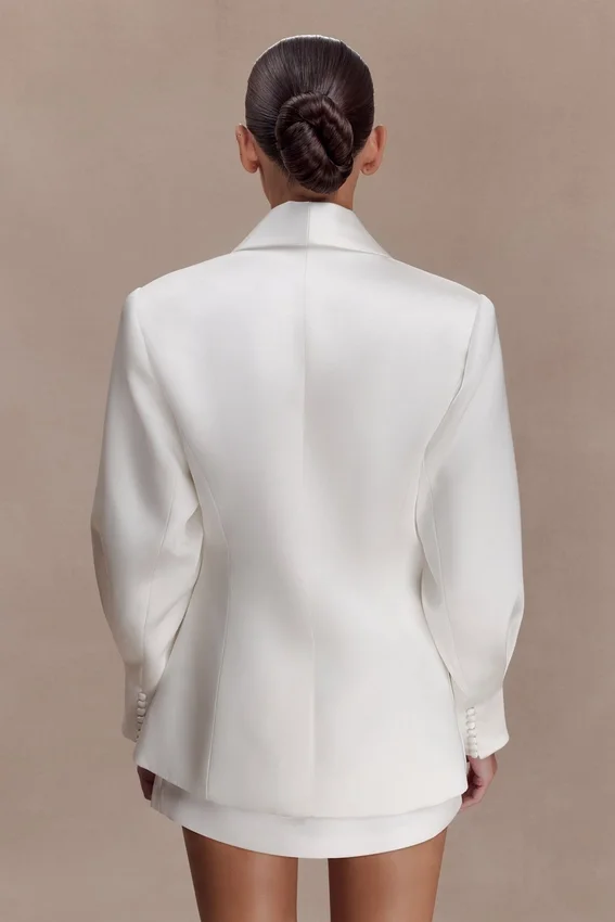 Kylie Oversized Satin Blazer – Ivory Kylie Oversized Satin Blazer – Ivory