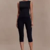 Kyra Open Back Scuba Crepe Top – Black