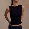 Kyra Open Back Scuba Crepe Top – Black