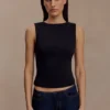 Kyra Open Back Scuba Crepe Top – Black