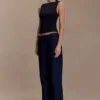 Kyra Open Back Scuba Crepe Top – Black