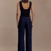 Kyra Open Back Scuba Crepe Top – Black