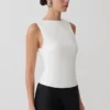 Kyra Open Back Scuba Crepe Top – White