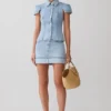 Bently Short Sleeve Denim Top – Washed Light Blue Bently Short Sleeve Denim Top – Washed Light Blue