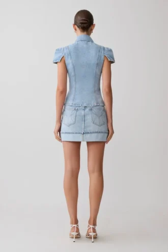 Lakoda Cuffed Denim Mini Skirt – Washed Light Blue